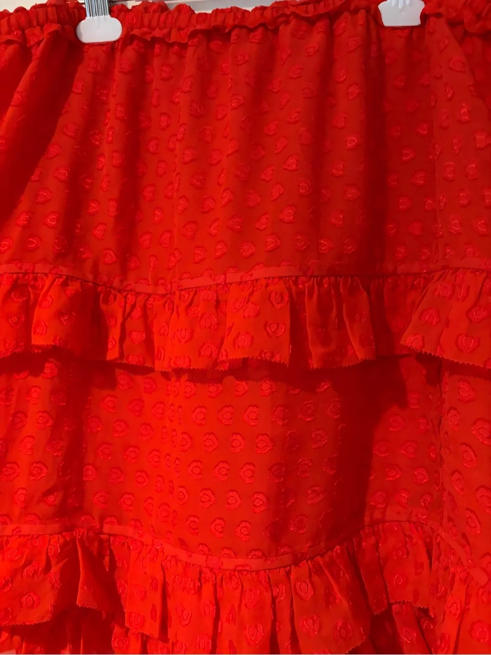 Tory Burch Red Ruffle Tiered Mini Skirt xl